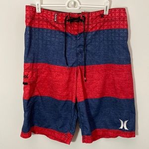 🔹 Hurley red and blue swim trunks 32